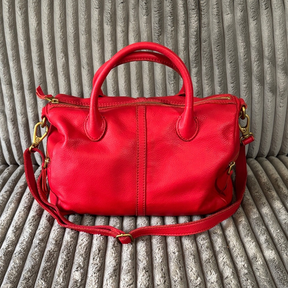 Fossil Cherry Red Erin Boston Style Bag